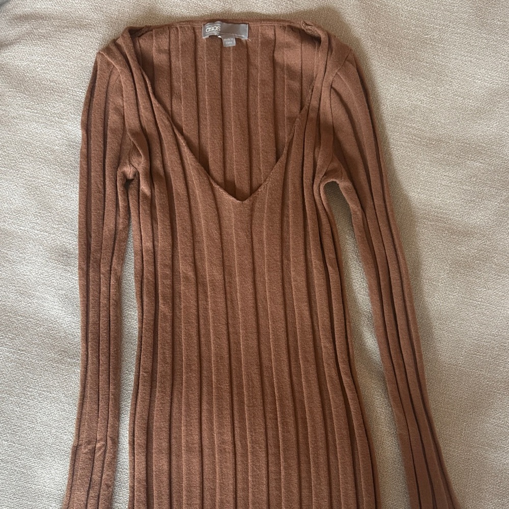 ASOS Chestnut Ribbed Knit Dress